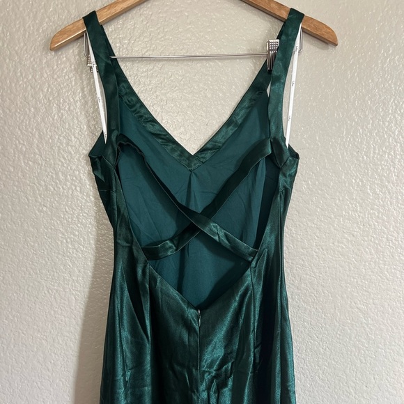 Perfectly Classy Emerald Green Satin Strappy Maxi Dress - Picture 5 of 10